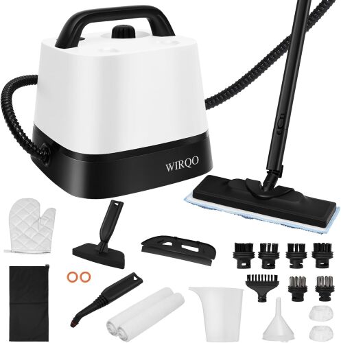 Steam Cleaner with 24-Piece Attachments, Multipurpose Steamer Mop for Home, Floor, Car, Grout, Tile, Furniture, Carpet, Couch, Window, Wall, Upholstery, Oven Grease, Canister, 1.5L Tank - Lot 2749