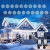 Brightown 2 Pack Christmas Snowflake Icicle Lights Outdoor - Plug-in 23.6ft 10 Drops 480LED Snowflake Window Lights for Indoor Outdoor Porch Eaves Rooftops Christmas Decoration - Thumbnail 1