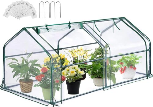 Greengro Mini Greenhouse, 71" x 36" x 36" Portable Greenhouses for Outdoors with Roll-up Zipper Door, Ground Stakes & 20 T-Shaped Plant Tags, Waterproof UV-Resistant Green House for Indoor - Lot 2774