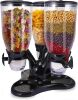 Triple Cereal Dispenser Three Dry Food Dispensing Grains Candy Dstributor with Twist Airtight Cover for Home&Kitchen - Thumbnail 1