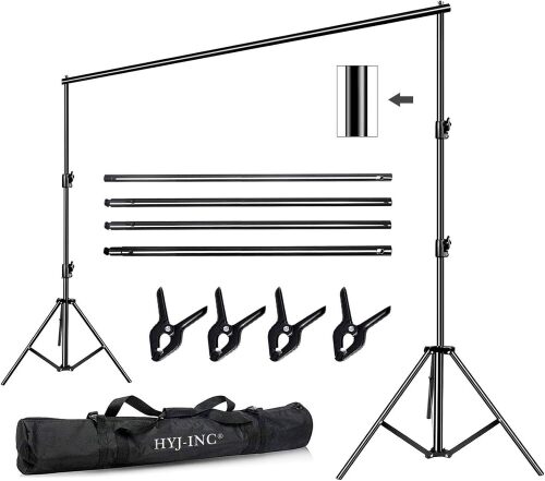 12ft x 10ft Photo Video Studio Heavy Duty Adjustable Photography Muslin Backdrop Stand Background Support System Kit with Carry Bag - Lot 2763