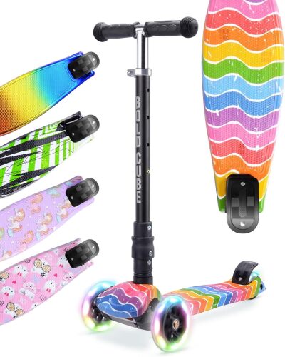 BOLDCUBE Big Fold | 3 Wheel Scooter for Kids Ages 5-10 Years | LED Wheels | Rear Reflectors | Height Adjustable - Lot 2788