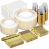 Clear Gold Plastic Plates - Disposable Gold Dinnerware Sets - Thumbnail 1