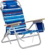 SUNNYFEEL Low Back Folding Beach Chair, Aluminum Heavy Duty Beach Chair with with 5-Position, Portable Camping Chair for Adults with Wood Armrest, Lightweight Camping Chair 300lbs, Blue Stripe - Thumbnail 1