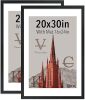 VCK 20x30 Poster Frame Black - with Mat 16x24, Solid Wood Picture Frame with Exclusive Textured, Horizontal and Vertical Formats with Included Hanging Hardware, 2 Pack - Thumbnail 1