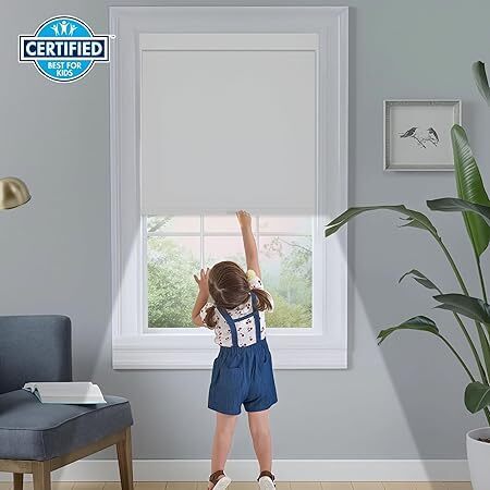 Persilux Cordless Blackout Roller Shades for Windows, Free-Stop With Valance, Thermal Insulated Fabric Blinds, UV Protection for Home and Bedroom - Lot 2716