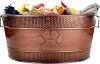 BREKX Indestructible Metal Dog Toy Bin - Copper Galvanized Storage Bin with Handles, Puppy Basket for Dog Storage, Blankets, & Leashes, Paw Pet Toy Box (25-Quart) - Thumbnail 1