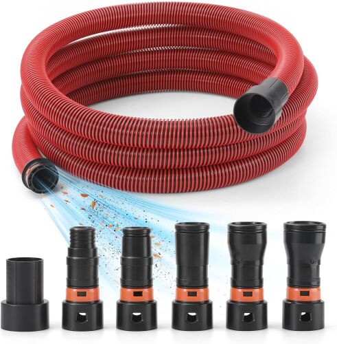 Klabb 16 Feet Dust Collection Hose Kit for Home and Shop Vacuums System with 6 Adapters of Woodworking Power Tool and Sander,Compatible with Multi-Brands Power Tool Adapter Set for Dust Collection - Lot 2928