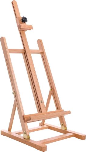 U.S. Art Supply Medium Wooden H-Frame Studio Tabletop Easel - Adjustable Stand, Holds Up to 27" Canvas, Portable Table Top Easel for Painting - Lot 2938