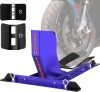 GRAND PITSTOP Universal Wheel Chock for Motorcycle Stand for Trailer Completely Adjustable Detachable Foldable Wheel Chock (Blue) - Thumbnail 1