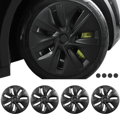 FORAUTOMOD Tesla Model Y Wheel Covers 19 Inch, Matte Black Hubcaps Compatible With 2021-2024 Y, Accessories, Set of 4 - Lot 2992