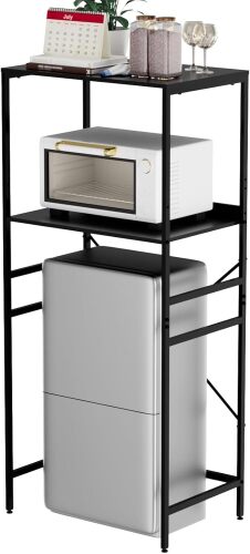 Mini Fridge Shelf Mini Fridge and Microwave Stand Over Mini Fridge Storage Rack Height Adjustable Microwave and Fridge Stand Suitable for Dorm, Kitchens, Offices, Black - Lot 2935