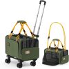 PAWZIDEA Pet Travel Carrier on Wheels Airline Approved Cat Dog Carrier Green - Thumbnail 1