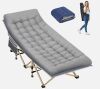Folding Camping Cot with Comfy Mattress(Grey),600LBS(Max Load) - Thumbnail 1