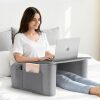 Reading Pillow for Gaming with Ergonomic Arm Rests, Wooden Lap Desk for Laptop, Support Pillow with Side Pockets for Reading, Writing, Working, Gaming on Bed, Couch or Floor (Gray, Large) - Thumbnail 1
