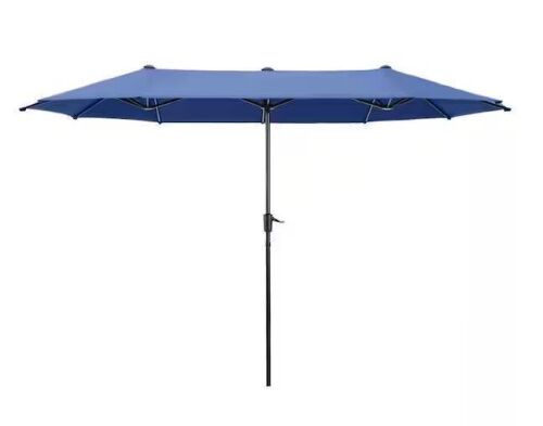 PHI VILLA 13ft Large Patio Umbrellas, Double-Sided Outdoor Market Rectangle Umbrella for Outside, Haze Blue - Lot 3035