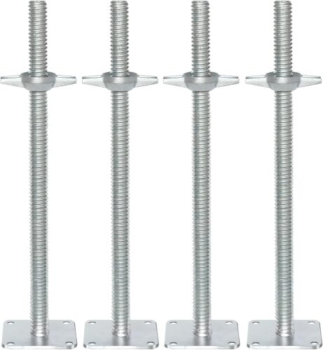 Scaffolding Adjustable Leveling Jack 24", Galvanized Screw Solid Stem with Base Plate, 4 Pack - Lot 3040