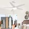 52 Inch Ceiling Fans with Lights, Modern Ceiling Fan with Light and Remote for Bedroom Living Room Kitchen Home Office, Indoor/Outdoor Use, 3CCT Dimmable, Dual Color 5 Blades 6 Speed Rever - Thumbnail 1