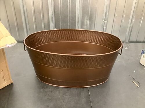 BREKX 25-Quart Tub for Firewood Storage Rack Log Holder - Heavy-Duty Portable Galvanized Tub with Handles for Indoor/Outdoor - Lot 3075