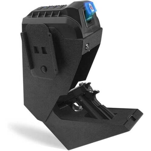 Drop Down Vault with Super Biometric Finger Vein Recognition Lock, MAXSafes Fast auto-Open Handgun Box, Quick-Access Pistol Safe Wall Mounting for Nightstand, Bedside, and Desk Table, CA DOJ Approved - Lot 2984