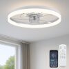 20‘’ Ceiling Fan with Light, Upgraded Low Profile Fan, Flush Mount Ceiling Fan, 6 Speeds, Dimmable LED, App & Remote Control, Quiet DC Motor, for Bedroom, Living Room, F115 White - Thumbnail 1