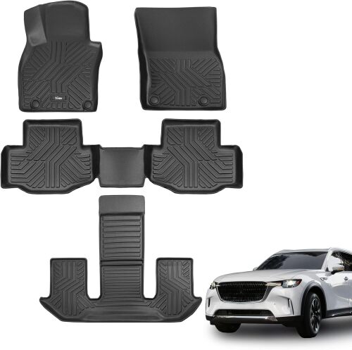 Floor Mats for 2024-2026 Mazda CX90 & CX90 PHEV (Only fit 6 & 7 Seats, Not for 8), All Weather TPE Custom Fit Floor Liners Car Mats Accessories - Lot 3086
