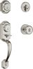 Kwikset Montara Front Door Lock Handle and Deadbolt Set, Entry Handleset Exterior with Interior Door Knob, Satin Nickel, Pick Resistant SmartKey Rekey Deadbolt Security - Thumbnail 1