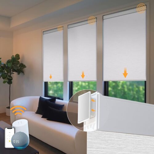 Motorized Blinds No Drill Automatic Blinds for Windows Cordless Roller Shades Electric Blinds with Remote Control Smart Blinds - Lot 3116