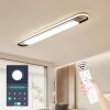 4Ft Modern Smart LED Linear Ceiling Lights Dimmable LED Ceiling Lamp with Remote Control,65W Metal/Acrylic Flush Mount Ceiling Lighting Fixtures for Kitchen Living Room Kitchen Dining Room - Thumbnail 1