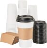 RACETOP 16 oz [100 pack] Coffee Cups with Lids and Kraft Sleeves, Disposable Paper Coffee Cups, Hot Coffee cups, Ideal for Hot Beverage - Thumbnail 1