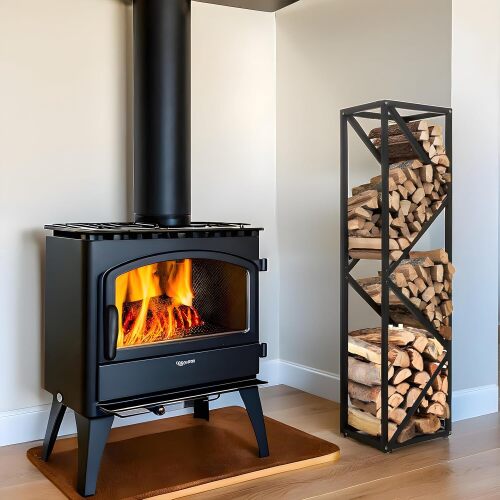 ndoor Firewood Rack - Adjustable Storage Holder for Fireplace & Outdoor Fire Pits - Durable Welded Joint, Easy Assembly, Multi-Space Decorative & Functional Log Rack - Ideal Stove Accessories - Lot 3177