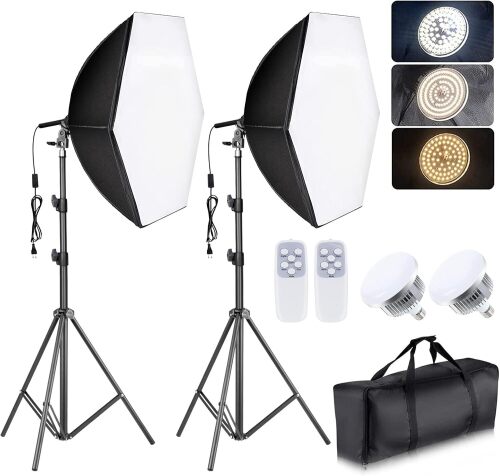 Torjim Softbox Lighting Kit - 30"X30" Professional Photography Lighting for Filming, Model Portrait, Product & Fashion Photography - Lot 3187
