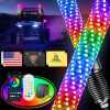 Ehaho 2PCS 2FT Fat Whip Lights for UTV ATV with Spring Base, Led Fatty Whip Light W/Rocker Switch & 6 Flags, Brighter Spiral Chasing Lighted Antenna Whip with APP & Remote Control for RZR SXS Can-Am - Thumbnail 1