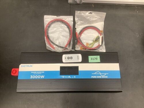 3000W Pure Sine Wave Inverter, 12V to 120V Inverter Converter for LiFePO4, SLD, Gel, FLD, AGM Battery, Peak 6000W, GFCI and Overload Protection, LED Display, Remote Controller, for RV, Marine, Home - Lot 3179