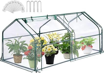 Greengro Mini Greenhouse, 71" x 36" x 36" Portable Greenhouses for Outdoors with Roll-up Zipper Door, Ground Stakes & 20 T-Shaped Plant Tags, Waterproof UV-Resistant Green House for Indoor - Lot 3168