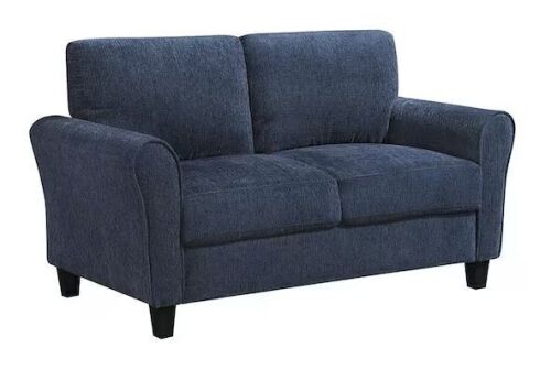 Lazzara Aleron 58 in W Blue Chenille Upholstery 2-Seater Loveseat - Lot 12JF