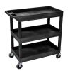 Luxor 18 in x 35 in 3-Shelf Plastic Tub Cart, Black - Thumbnail 1