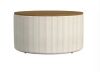 Homepop Marigold Pinstripe Fabric Ottoman with Storage Wood Top - Thumbnail 1
