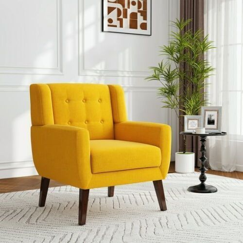 Yellow Linen Arm Chair - Lot 71JF