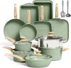 Kitchen Academy 17 Pieces Induction Cookware Set with Griddle, Green Granite - Thumbnail 1