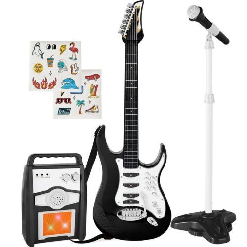 Kids Electric Guitar Toy Play Set w/ 6 Songs, Microphone, Amp - Lot 129