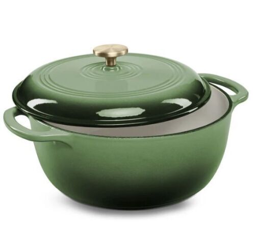Cast-Iron Dutch Oven Kitchen Cookware w/ Enamel, Handles - 7.5qt - Lot 135