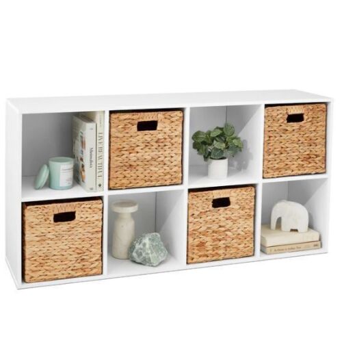 8-Cube Bookshelf, 13.5in Storage Display w/ Removable Panels, Customizable - Lot 138