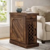 Byblight 23.6 in. Brown Rectangle Engineered Wood Narrow End Table with Drawer and Cabinet - Thumbnail 1