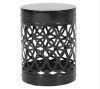 Noble House Holt Black Cylindrical Metal Outdoor Patio Side Table - Thumbnail 1