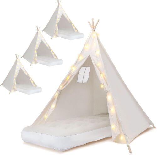4 Pack Teepee Tent for Kids with Light String and Inflatable Airbed - Lot 213