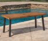 Noble House DellaTeak Finish Rectangle Wood Outdoor Patio Dining Table - Thumbnail 1