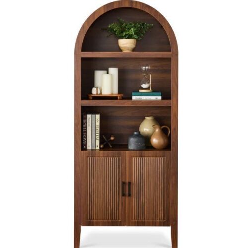 Arched 5-Tier Storage Cabinet w/ Reeded Doors, Adjustable Shelves - 72in - Lot 267