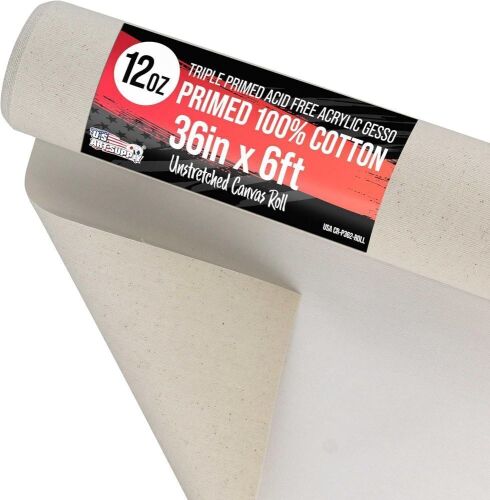 U.S. Art Supply 12-Ounce Triple Primed Gesso 36" x 6' 100% Cotton, Acid-Free Unstretched Canvas Roll - Lot 277