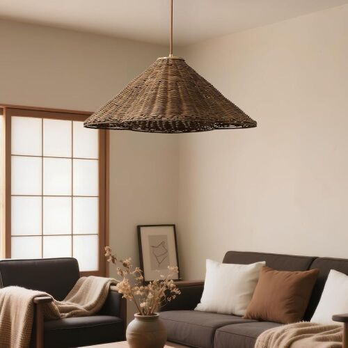 19” Rattan Chandelier Light Fixture - Lot 286